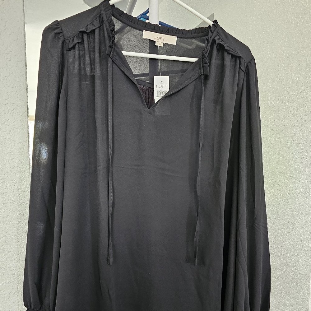 Mixed Material, Long Sleeve Blouse